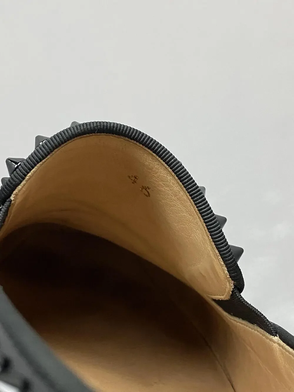 Christian Louboutin Roller-Boat Shoes Mens 13 EU 46 Black Leather Spiked Casual